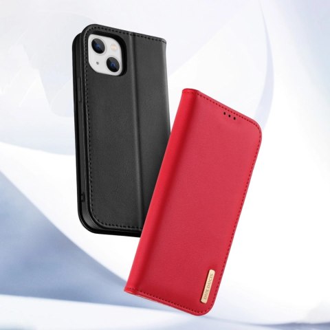 Dux Ducis Hivo skórzane etui z klapką pokrowiec ze skóry naturalnej portfel na karty i dokumenty iPhone 14 Plus czerwony Dux Ducis Hivo skórzane etui z klapką pokrowiec ze skóry naturalnej portfel na karty i dokumenty iPhone 14 Plus czerwony