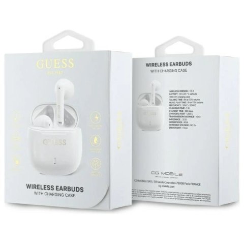 Guess słuchawki Bluetooth GUTWSJ14ESGH TWS + stacja dokująca biały/white Printed Classic Logo Guess słuchawki Bluetooth GUTWSJ14ESGH TWS + stacja dokująca biały/white Printed Classic Logo