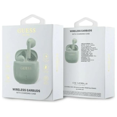 Guess słuchawki Bluetooth GUTWSJ14ESGN TWS + stacja dokująca zielony/green Printed Classic Logo Guess słuchawki Bluetooth GUTWSJ14ESGN TWS + stacja dokująca zielony/green Printed Classic Logo