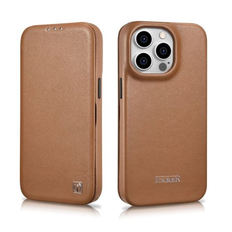 ICarer CE Premium Leather Folio Case skórzane etui iPhone 14 Pro z klapką magnetyczne MagSafe brązowy (WMI14220714-BN) ICarer CE Premium Leather Folio Case skórzane etui iPhone 14 Pro z klapką magnetyczne MagSafe brązowy (WMI14220714-BN)