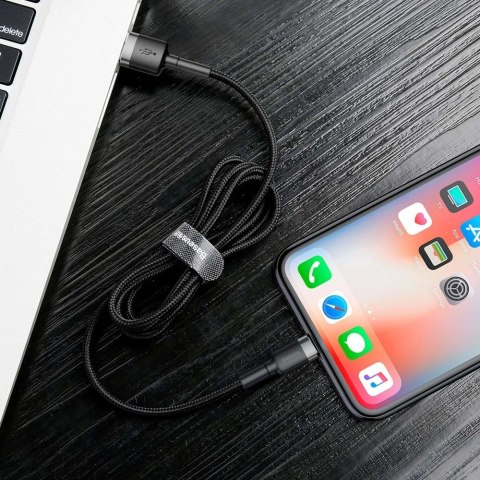 Kabel Baseus Cafule USB-A / Lightning 2.4A QC 3.0 1 m - czarno-szary Kabel Baseus Cafule USB-A / Lightning 2.4A QC 3.0 1 m - czarno-szary