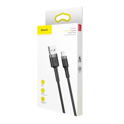 Kabel Baseus Cafule USB-A / Lightning 2.4A QC 3.0 1 m - czarno-szary Kabel Baseus Cafule USB-A / Lightning 2.4A QC 3.0 1 m - czarno-szary