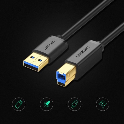 Kabel Ugreen US210 10372 do drukarki USB-A 3.0 / USB-B 5Gbps 2m - czarny Kabel Ugreen US210 10372 do drukarki USB-A 3.0 / USB-B 5Gbps 2m - czarny