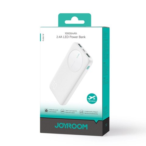 Powerbank Joyroom JR-PBF12 10000mAh 2.4A 2x USB-A 1x USB-C - biały Powerbank Joyroom JR-PBF12 10000mAh 2.4A 2x USB-A 1x USB-C - biały