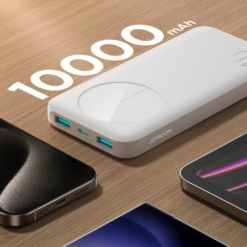 Powerbank Joyroom JR-PBF12 10000mAh 2.4A 2x USB-A 1x USB-C - biały Powerbank Joyroom JR-PBF12 10000mAh 2.4A 2x USB-A 1x USB-C - biały