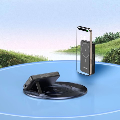 Powerbank Wozinsky WLWP-10KA0Y3S 22,5W PD Qi2 10000 mAh, z podstawką, 1x USB-A, 1x USB-C - czarny Powerbank Wozinsky WLWP-10KA0Y3S 22,5W PD Qi2 10000 mAh, z podstawką, 1x USB-A, 1x USB-C - czarny