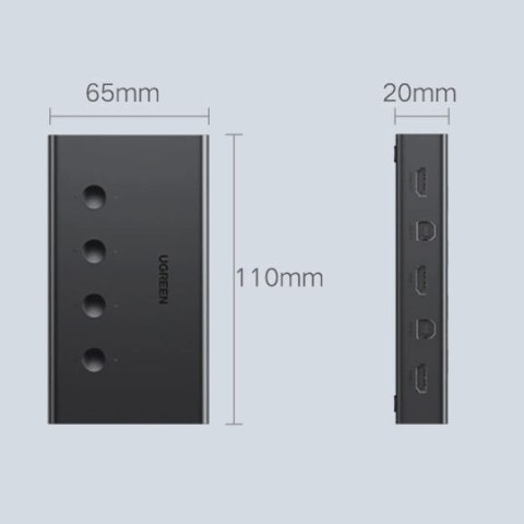 Ugreen przełącznik KVM (Keyboard Video Mouse) 4 x 1 HDMI (żeński) 4 x USB (żeński) 4 x USB Typ B (żeński) czarny (CM293) Ugreen przełącznik KVM (Keyboard Video Mouse) 4 x 1 HDMI (żeński) 4 x USB (żeński) 4 x USB Typ B (żeński) czarny (CM293)
