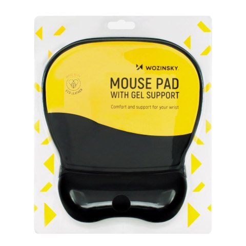 Ergonomiczna podkładka pod mysz i nadgarstek żelowa Eco skóra duża antypoślizgowa - czarna Ergonomiczna podkładka pod mysz i nadgarstek żelowa Eco skóra duża antypoślizgowa - czarna