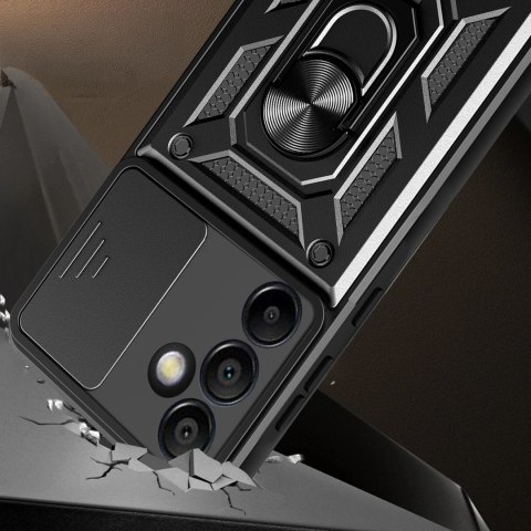 Etui pancerne Hybrid Armor Camshield z osłoną aparatu i metalowym ringiem do Samsung Galaxy S24 FE - czarne