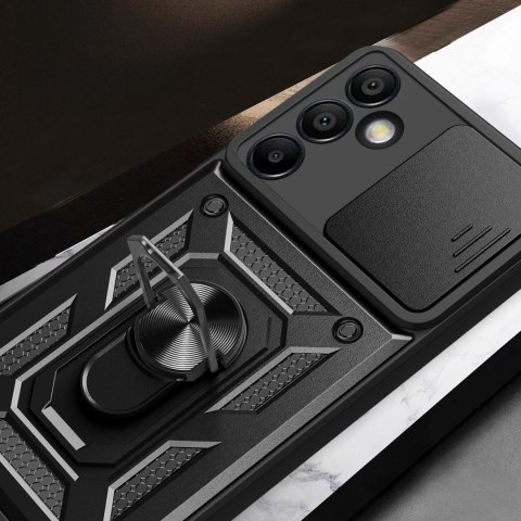 Etui pancerne Hybrid Armor Camshield z osłoną aparatu i metalowym ringiem do Samsung Galaxy S24 FE - czarne