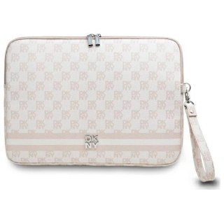 Pokrowiec na laptopa DKNY Sleeve Checkered Pattern Printed Stripes 14" - różowy