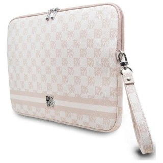 Pokrowiec na laptopa DKNY Sleeve Checkered Pattern Printed Stripes 14" - różowy