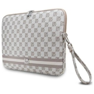 Pokrowiec na laptopa DKNY Sleeve Checkered Pattern Printed Stripes 16" - beżowy