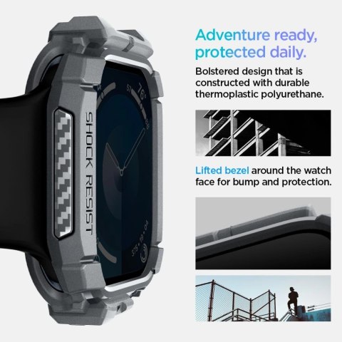 Etui Spigen Rugged Armor na Apple Watch 10 46 mm - szare Etui Spigen Rugged Armor na Apple Watch 10 46 mm - szare