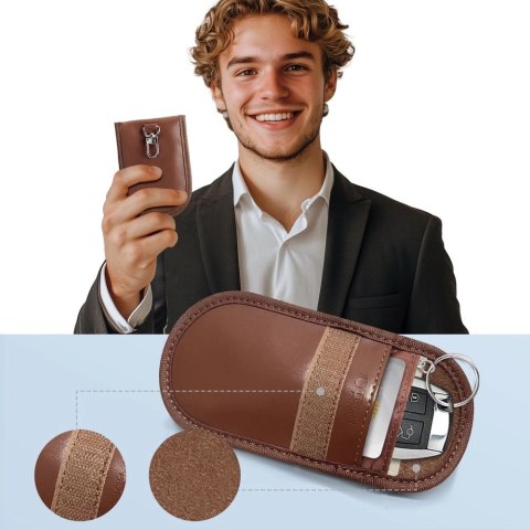 Etui na kluczyki samochodowe Tech-Protect KLR100 blokujące RFID- brązowe