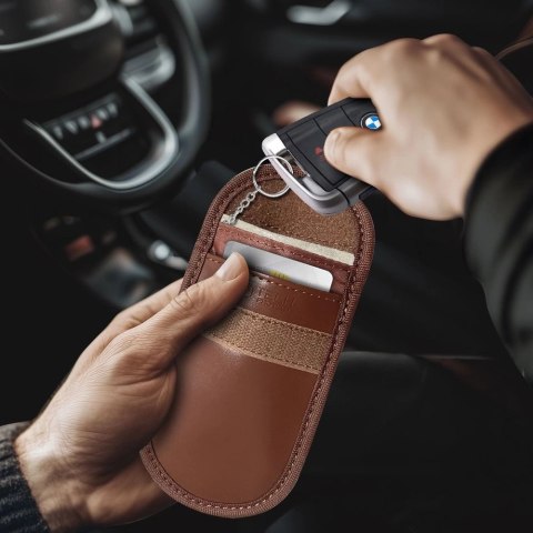 Etui na kluczyki samochodowe Tech-Protect KLR100 blokujące RFID- brązowe