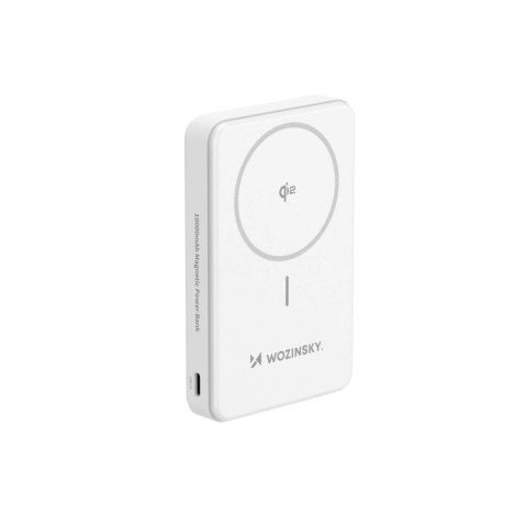 Powerbank Wozinsky WLWP-10KA0Y3WS 22,5W PD Qi2 10000 mAh, z podstawką, 1x USB-A, 1x USB-C - biały Powerbank Wozinsky WLWP-10KA0Y3WS 22,5W PD Qi2 10000 mAh, z podstawką, 1x USB-A, 1x USB-C - biały