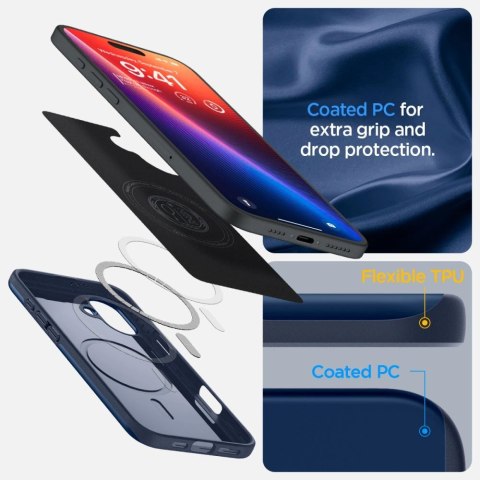 Etui Spigen Thin Fit Magsafe na iPhone 16 - niebieskie Etui Spigen Thin Fit Magsafe na iPhone 16 - niebieskie