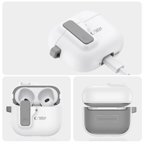 Etui Tech-Protect Slim Hook na AirPods 4 - białe