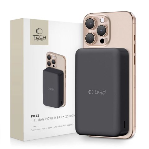 Powerbank Tech-Protect PB12 LifeMag MagSafe 20000MAH - czarne Powerbank Tech-Protect PB12 LifeMag MagSafe 20000MAH - czarne