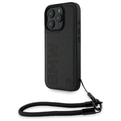 Etui BMW Signature Leather Wordmark Cord na iPhone 16 Pro Max - czarne Etui BMW Signature Leather Wordmark Cord na iPhone 16 Pro Max - czarne