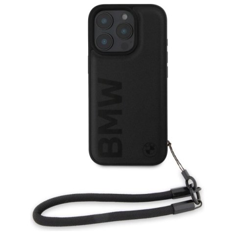 Etui BMW Signature Leather Wordmark Cord na iPhone 16 Pro Max - czarne Etui BMW Signature Leather Wordmark Cord na iPhone 16 Pro Max - czarne