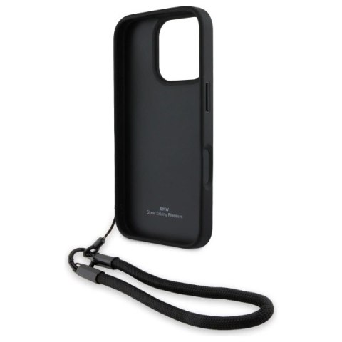 Etui BMW Signature Leather Wordmark Cord na iPhone 16 Pro Max - czarne Etui BMW Signature Leather Wordmark Cord na iPhone 16 Pro Max - czarne