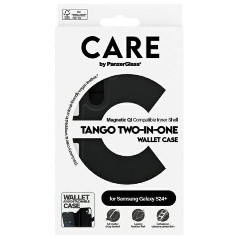 Etui CARE by PanzerGlass Feature Tango 2w1 Wallet na Samsung Galaxy S24+ - czarne Etui CARE by PanzerGlass Feature Tango 2w1 Wallet na Samsung Galaxy S24+ - czarne