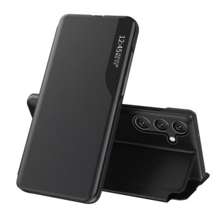 Etui Eco Leather View Case elegancki futerał z klapką i funkcją podstawki na Samsung Galaxy A56 - czarne