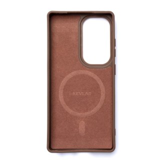 Etui Wozinsky Carbon Fibre Case z MagSafe na Samsung Galaxy S25 - brązowe