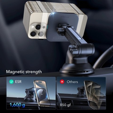 Uchwyt samochodowy ESR Halolock Magnetic MagSafe QI2 15W - czarne Uchwyt samochodowy ESR Halolock Magnetic MagSafe QI2 15W - czarne