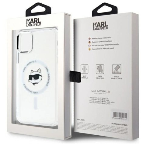 Etui Karl Lagerfeld IML Metal Choupette Head MagSafe na iPhone 11 - białe Etui Karl Lagerfeld IML Metal Choupette Head MagSafe na iPhone 11 - białe