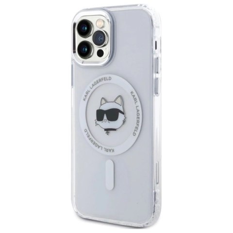 Etui Karl Lagerfeld IML Metal Choupette Head MagSafe na iPhone 12 - białe Etui Karl Lagerfeld IML Metal Choupette Head MagSafe na iPhone 12 - białe