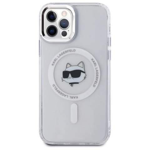 Etui Karl Lagerfeld IML Metal Choupette Head MagSafe na iPhone 12 - białe Etui Karl Lagerfeld IML Metal Choupette Head MagSafe na iPhone 12 - białe