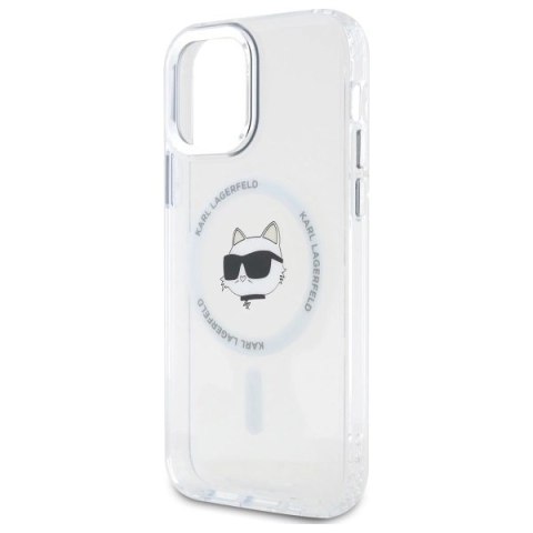 Etui Karl Lagerfeld IML Metal Choupette Head MagSafe na iPhone 12 - białe Etui Karl Lagerfeld IML Metal Choupette Head MagSafe na iPhone 12 - białe
