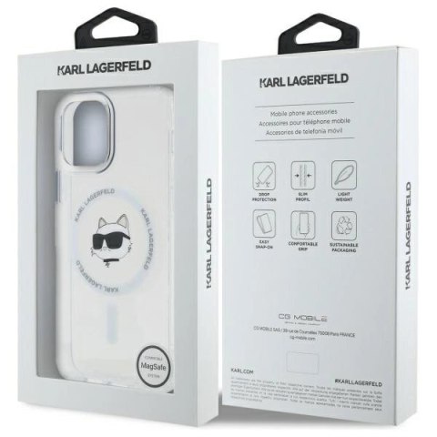 Etui Karl Lagerfeld IML Metal Choupette Head MagSafe na iPhone 12 - białe Etui Karl Lagerfeld IML Metal Choupette Head MagSafe na iPhone 12 - białe