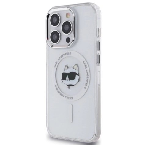 Etui Karl Lagerfeld IML Metal Choupette Head MagSafe na iPhone 13 - białe