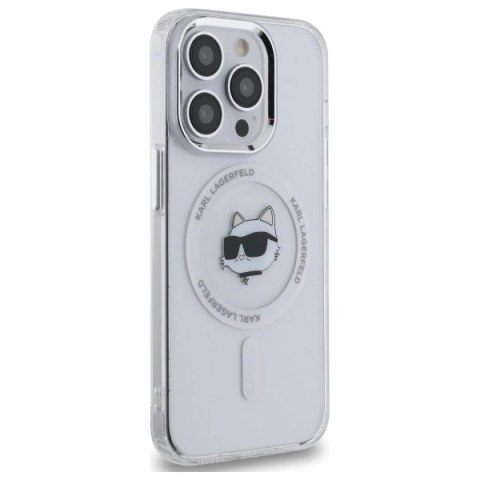 Etui Karl Lagerfeld IML Metal Choupette Head MagSafe na iPhone 13 - białe