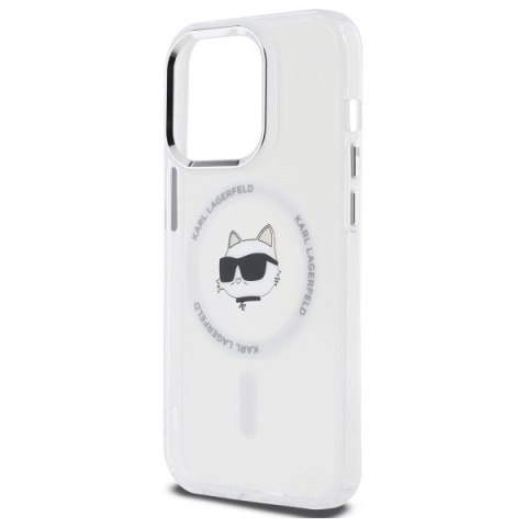 Etui Karl Lagerfeld IML Metal Choupette Head MagSafe na iPhone 13 - białe