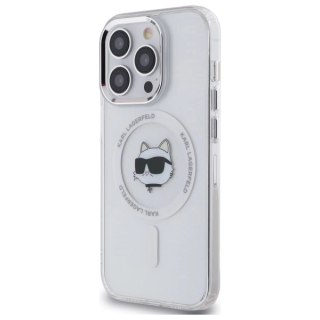 Etui Karl Lagerfeld IML Metal Choupette Head MagSafe na iPhone 14 Pro - białe