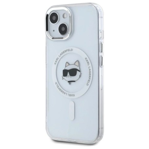Etui Karl Lagerfeld IML Metal Choupette Head MagSafe na iPhone 15 Plus - białe Etui Karl Lagerfeld IML Metal Choupette Head MagSafe na iPhone 15 Plus - białe