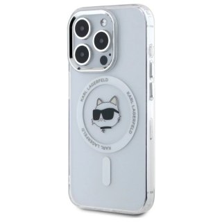 Etui Karl Lagerfeld IML Metal Choupette Head MagSafe na iPhone 15 Pro - białe