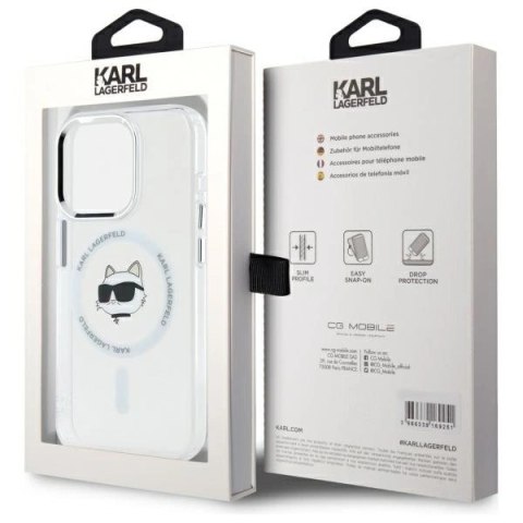 Etui Karl Lagerfeld IML Metal Choupette Head MagSafe na iPhone 15 Pro - białe