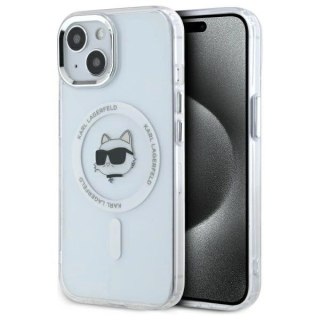 Etui Karl Lagerfeld IML Metal Choupette Head MagSafe na iPhone 15 - białe