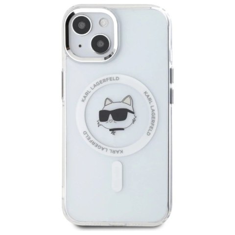 Etui Karl Lagerfeld IML Metal Choupette Head MagSafe na iPhone 15 - białe Etui Karl Lagerfeld IML Metal Choupette Head MagSafe na iPhone 15 - białe
