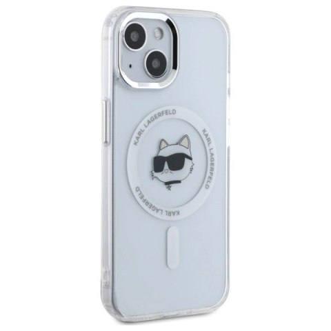 Etui Karl Lagerfeld IML Metal Choupette Head MagSafe na iPhone 15 - białe Etui Karl Lagerfeld IML Metal Choupette Head MagSafe na iPhone 15 - białe