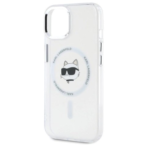 Etui Karl Lagerfeld IML Metal Choupette Head MagSafe na iPhone 15 - białe Etui Karl Lagerfeld IML Metal Choupette Head MagSafe na iPhone 15 - białe