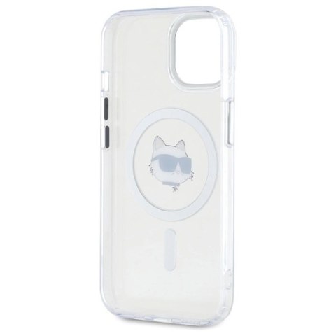 Etui Karl Lagerfeld IML Metal Choupette Head MagSafe na iPhone 15 - białe Etui Karl Lagerfeld IML Metal Choupette Head MagSafe na iPhone 15 - białe