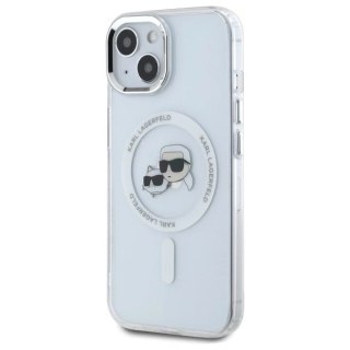 Etui Karl Lagerfeld IML Metal Karl&Choupette Head MagSafe na iPhone 15 - białe
