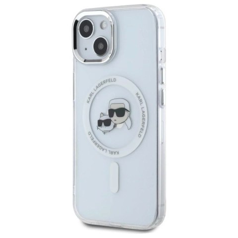 Etui Karl Lagerfeld IML Metal Karl&Choupette Head MagSafe na iPhone 15 - białe Etui Karl Lagerfeld IML Metal Karl&Choupette Head MagSafe na iPhone 15 - białe